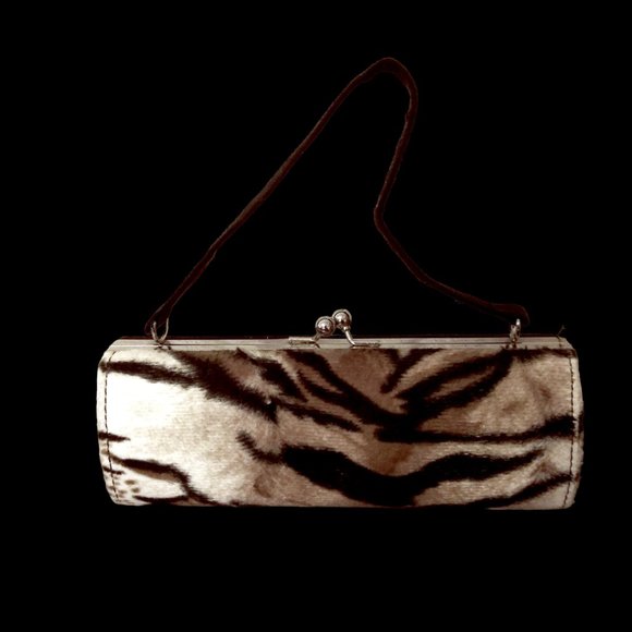 Vintage Mini Tiger Print Faux Fur Handbag, Clutch, Evening Bag, Mini Bag - Picture 3 of 10